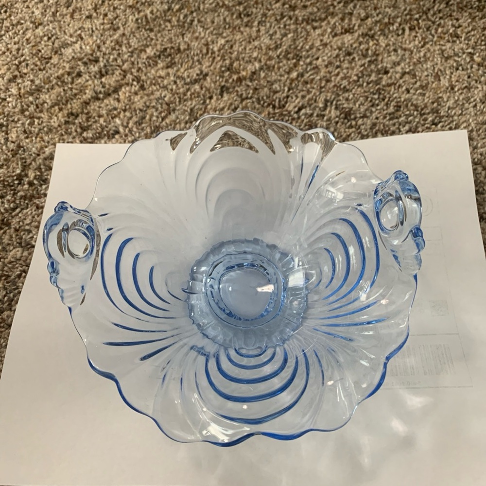 Vintage Cambridge Glass Caprice Moonlight Blue Pedestal Bowl